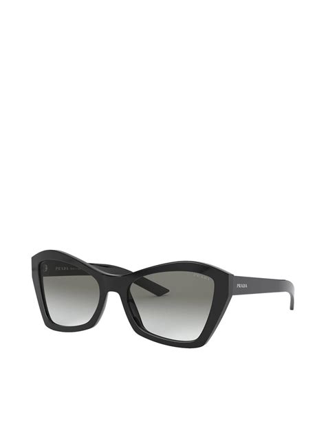 Prada PR 07XS 1AB0A7 Black Plastic Butterfly Sunglasses Grey 